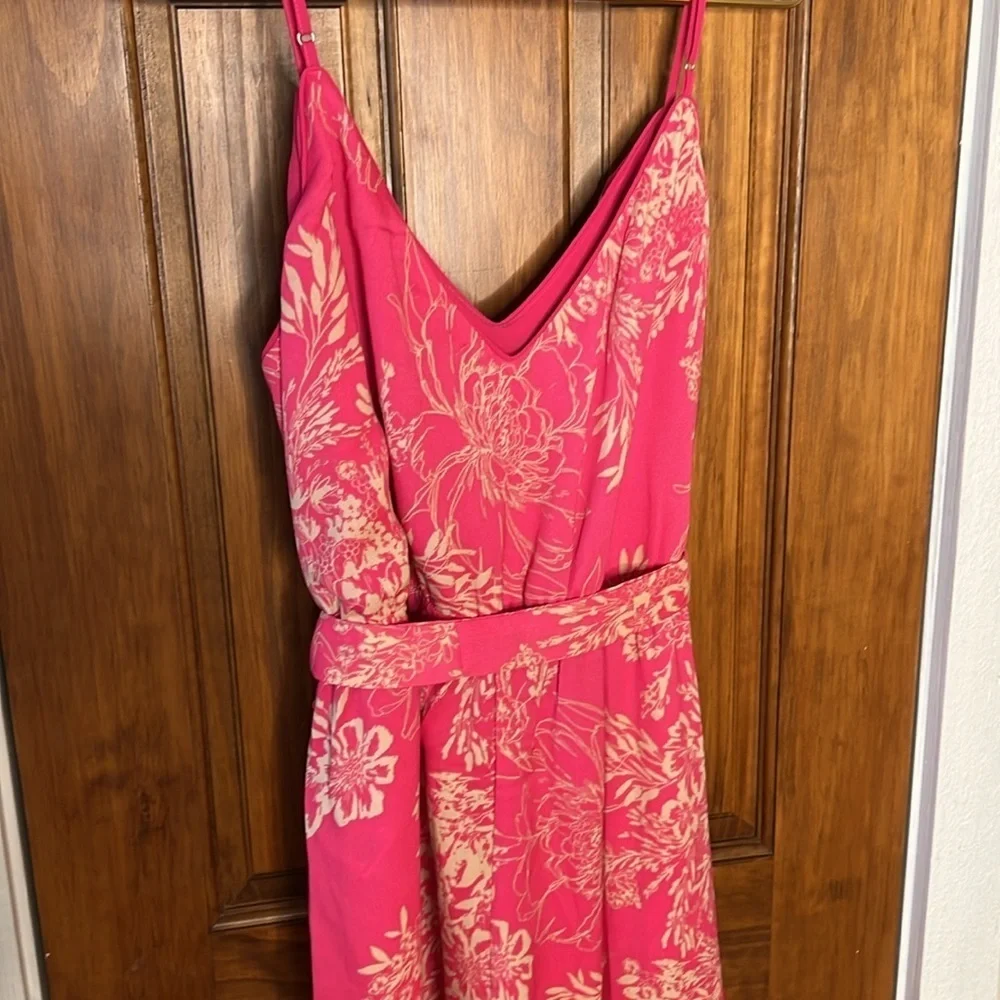 Tropical Floral Vacation Beach Resort Jumpsuit in Pink | Women's L - Picture 2 of 6